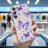 Purple Butterfly Flower Phone Case For iPhone 17 Air 16E 16 15 14 11 Pro Max Plus 13 12 Mini 8 7 X Transparent Shockproof Cover