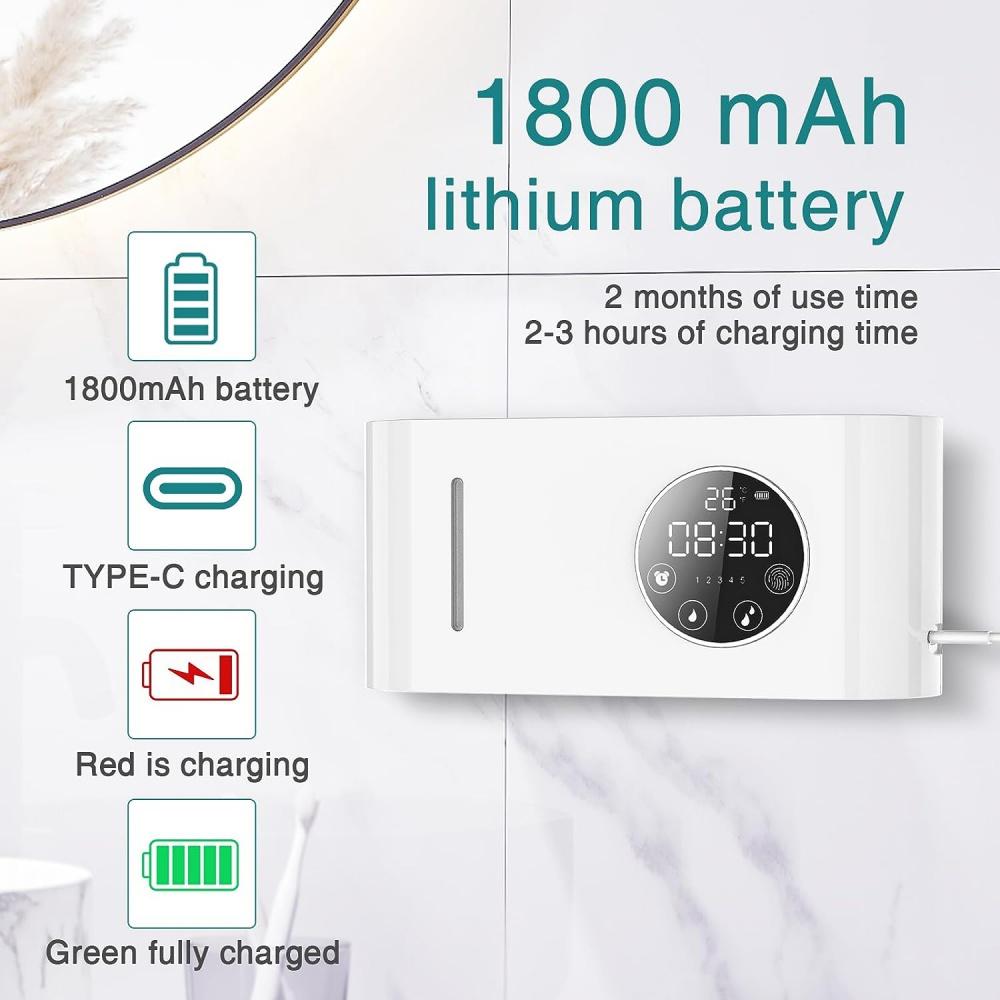 Автоматический дозатор мыла на 500 мл. Настенный бесконтактный дозатор жидкого мыла, перезаряжаемый через USB, с ИК-датчиком, 5 регулируемых уровней.