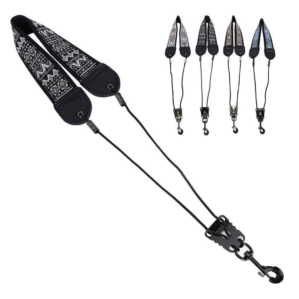 Ремень для шейного ремня с вышивкой для альт-тенор-саксофона, регулируемые аксессуары для инструментов с металлическим крючком