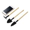 2 Sets Mini Gardening Tools Kids Metal Trowel with Wooden Handle Mini Rake And Shovel for Loosening Soil Transplanting Office Home Potted Plants