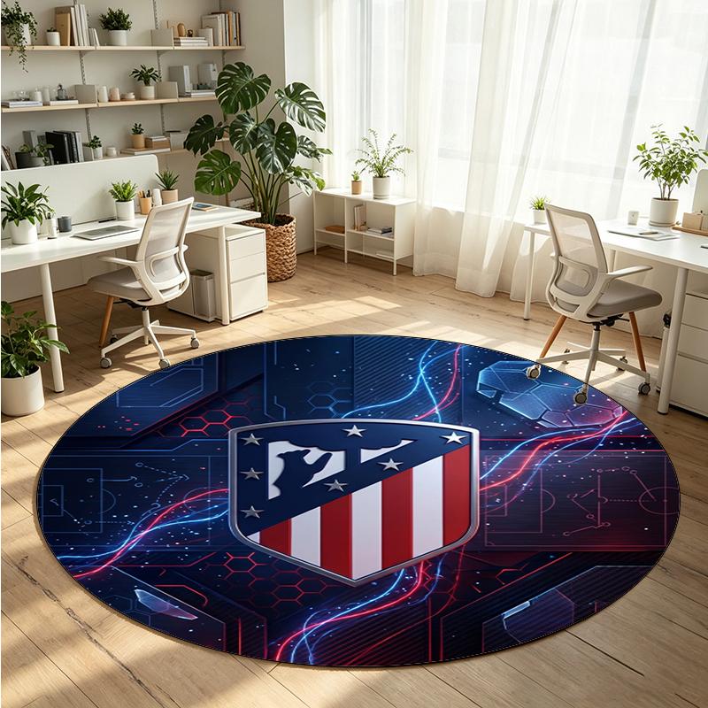 Atletico Madrid Printed Round Crystal Velvet Rug Soft Non Slip Floor Carpet For Bedroom Holiday Gift