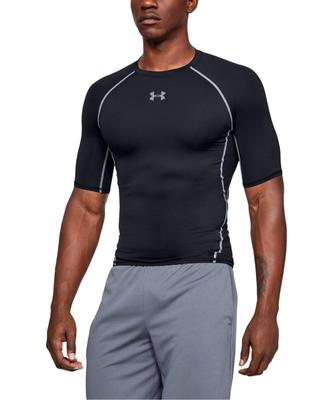 [Under Armor] Тренировочная базовая куртка UA Heat Gear Armor с коротким рукавом, мужская черная, стальная, размер L