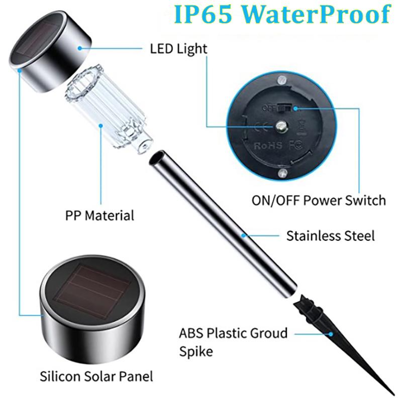 30 шт., наружное солнечное водонепроницаемое ландшафтное освещение, проекционное освещение для садового газона, освещение во дворе из нержавеющей стали, праздничное освещение