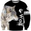 Новая Мода Узор Волка Мужские Толстовки Осень Зима Длинный Рукав 3D Принт Уличный Животный Тай-дай Свитшот Мужская одежда