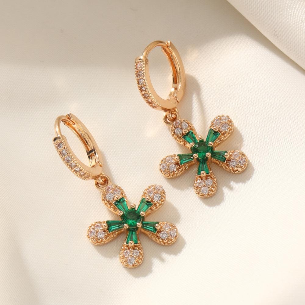 1 пара модных цветных висячих сережек с цветами для женщин, ювелирные изделия из кубического циркония, аксессуары для свадебной вечеринки