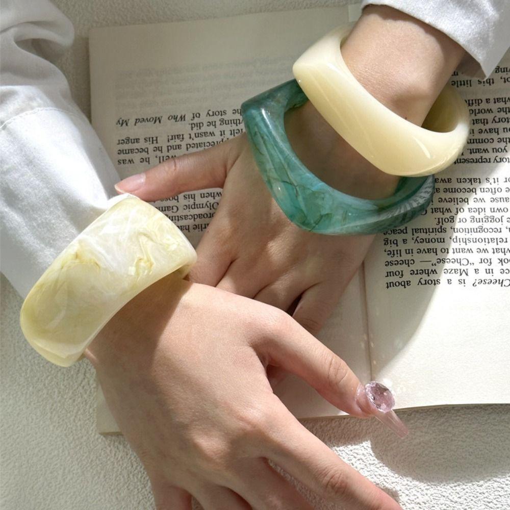 Богемный нерегулярный широкий браслет в европейском американском стиле ретро-кольцо на руку массивный браслет из смолы для женщин