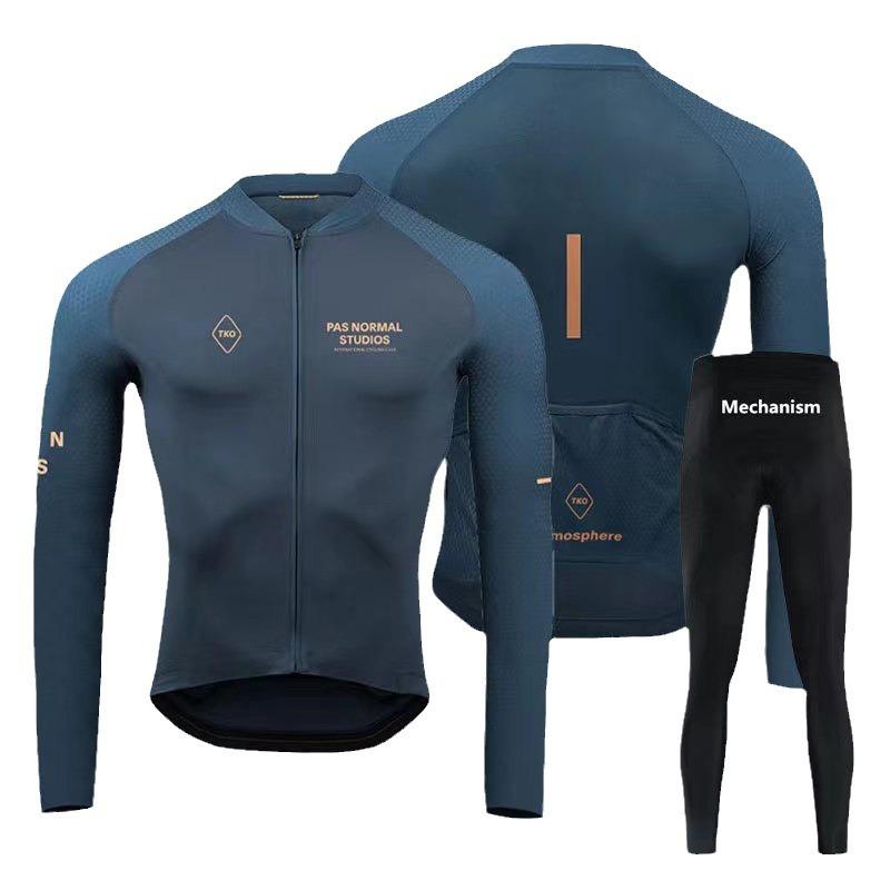 Autumn Breathable Cycling Suit Set Bicycle Mountain Road Long Sleeve Milk Silk Quick Dry Breathable Double Arrow Cushion Cycling Equipment