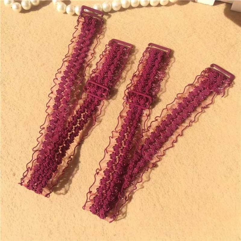 1pair Underwear Accessory Ruffles Bra Straps Adjustable Non-Slip Lace Stretch