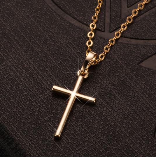 European and American popular jewelry, rhinestone-inlaid cross necklace, simple and fashionable, cross and versatile hanging