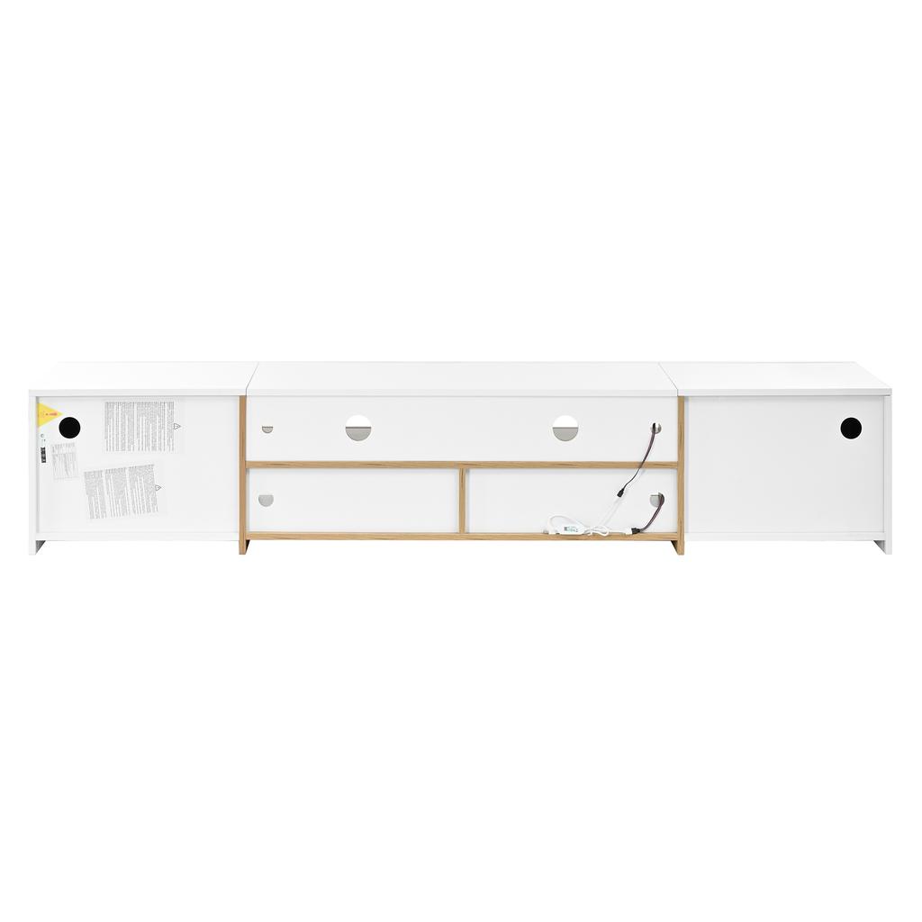 TV Lowboard with LED Lighting, APP Control, 2 Doors, Open Compartments, TV Cabinet with Storage Space, Modern TV Furniture made of PB