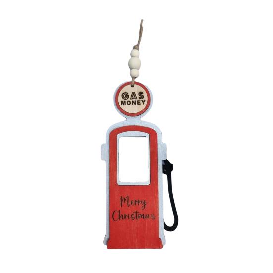 Wooden Gas Can Money Holder Christmas Tree Hanging Gas Money Wallet Cash Envelope Decoration Ornament Pendant Festival Party Wood Money Gift