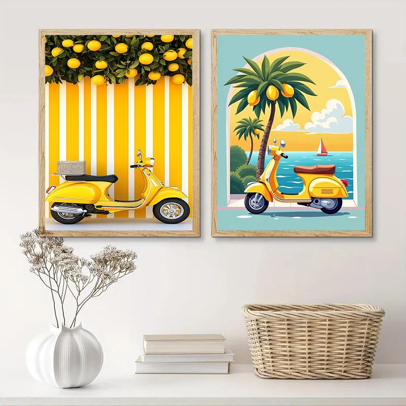 Lemon Orange Fruit Canvas Print Aperol Spritz on The Amalfi Italian Wall Art/Poster for Modern Living Room Kitchen Home Decor