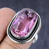 Natural Pink Kunzite Gemstone Handmade 925 Steling Silver Ring Size 7.5 S3L73