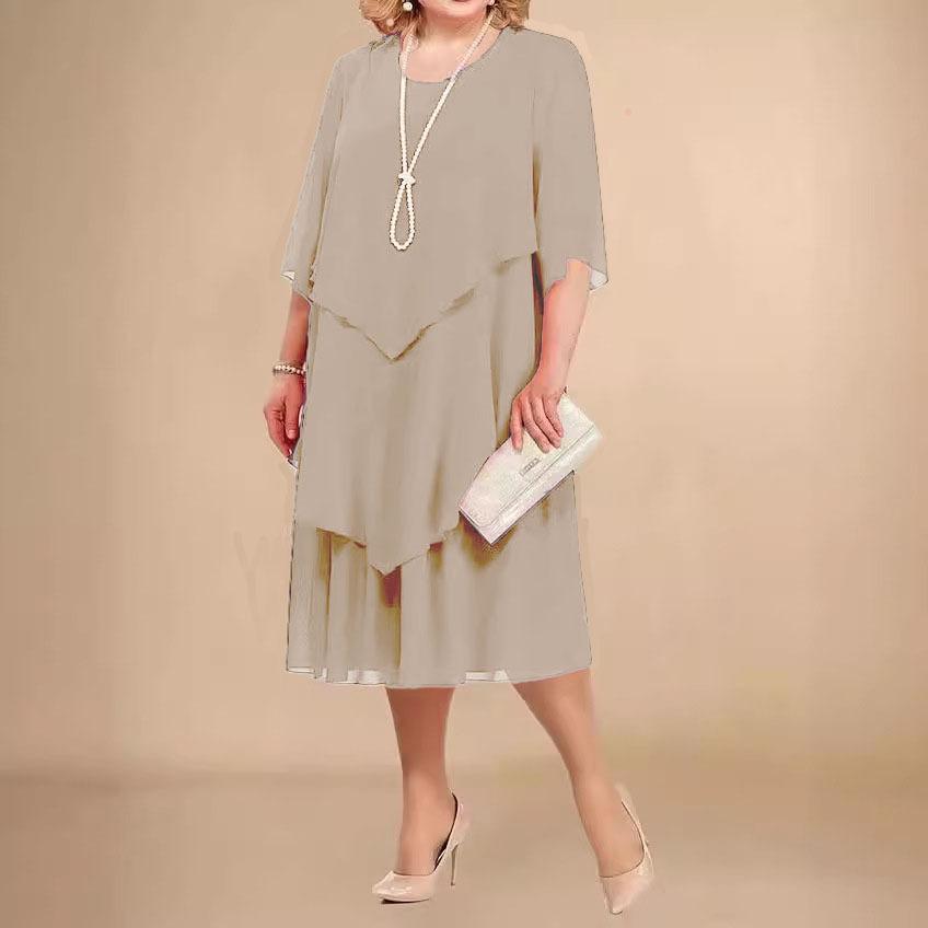 Женское шифоновое платье, Свободного кроя, Многослойное платье с оборками, Вечернее платье больших размеров для женщин