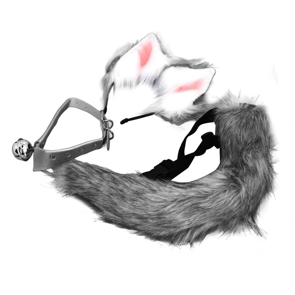 Искусственный мех волк лисий хвост уши заколки для волос воротник набор кошачьи уши и волк лисий хвост животное косплей