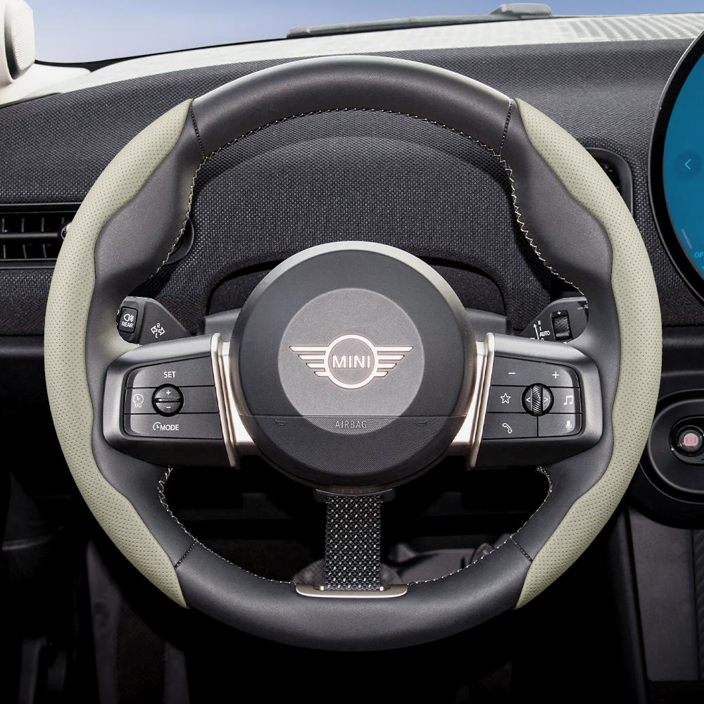 Suitable for Mini Breathable Holes Leather Steering Wheel Cover Segmented Quick Release Design Non-Slip and Durable R50 R56 Cooper Countryman Clubman