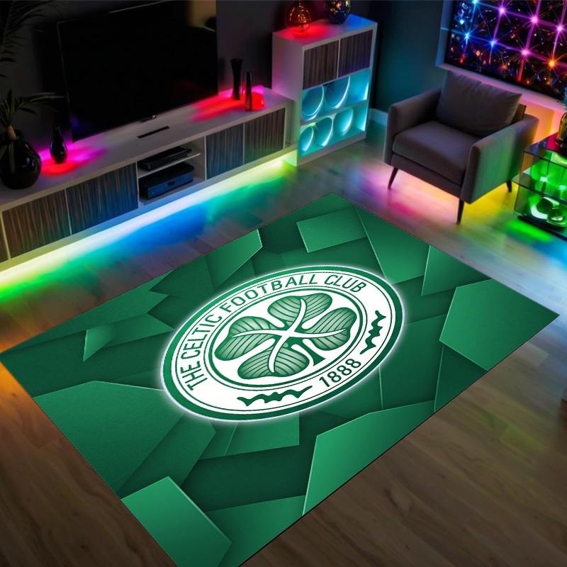Celtic FC Design Crystal Velvet Carpet Cozy Non?Slip Printed Rug For Bedroom Living Room Entrance