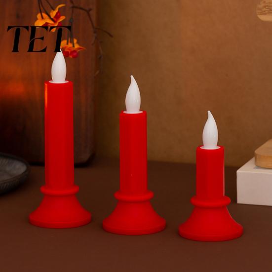 Battery Operated Pillar Candles LED Flameless Red Candle, Tea Light with Remote Control Candle Lamps Flickering Flame, Realistic Wedding Home