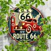 Винтажная металлическая жестяная вывеска Route 66 Круглое настенное искусство Для мужской комнаты Гараж Декор