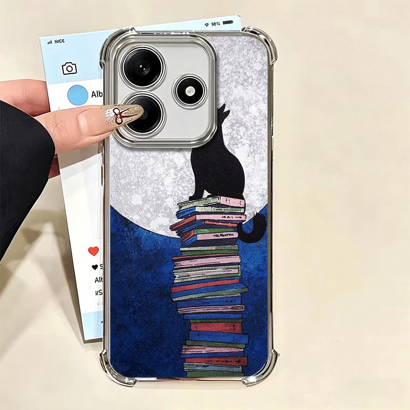 Черный кот Эстетичный узор Покрытие Чехол для телефона Для Xiaomi Redmi Note 14 15 Pro Plus 13 12 11 11S 11T 10 9S 9 5G Противоударный Airaba
