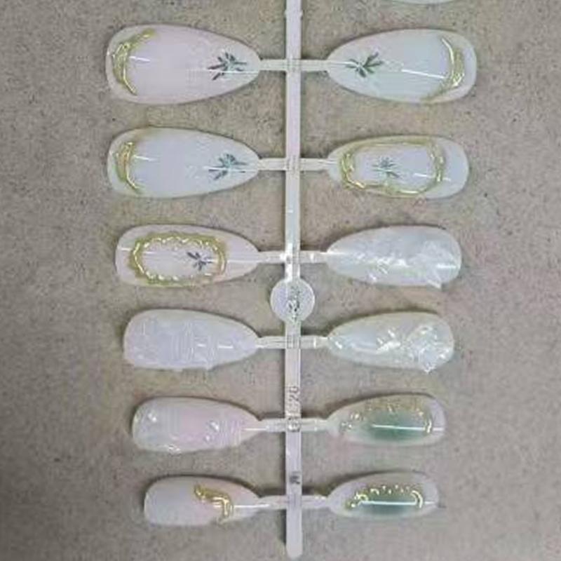 24 Pcs 3D Flower Artificial Nail Medium Almond Full Cover False Nail Bows Stick On Nail Butterfly Press On Nail