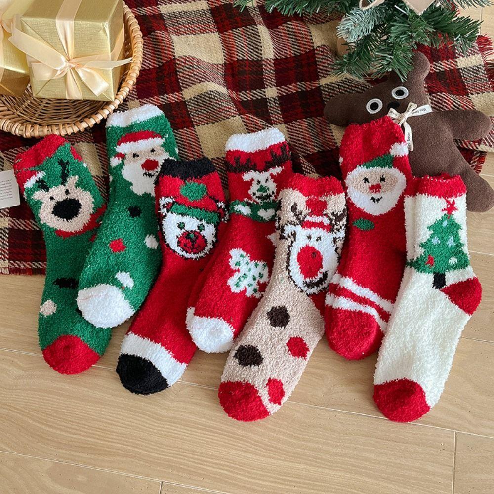 Santa Claus Christmas Socks Cartoon Floor Sleep Socks Comfortable Women Hosiery  Ladies