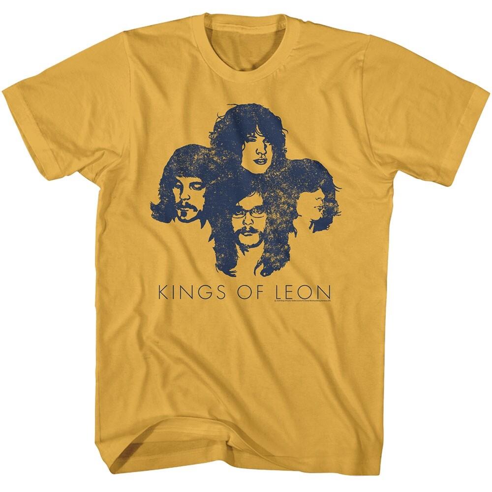 Футболка Kings of Leon Музыкальная Мужская СИЛУЭТЫ Хэви-метал Рок Рыжий Хлопок Унисекс Футболка