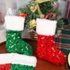 Glitter Christmas Stocking Pendant Plush White Border Sparkling Xmas Tree Decorations Candy Bags Home New Year Party Ornaments