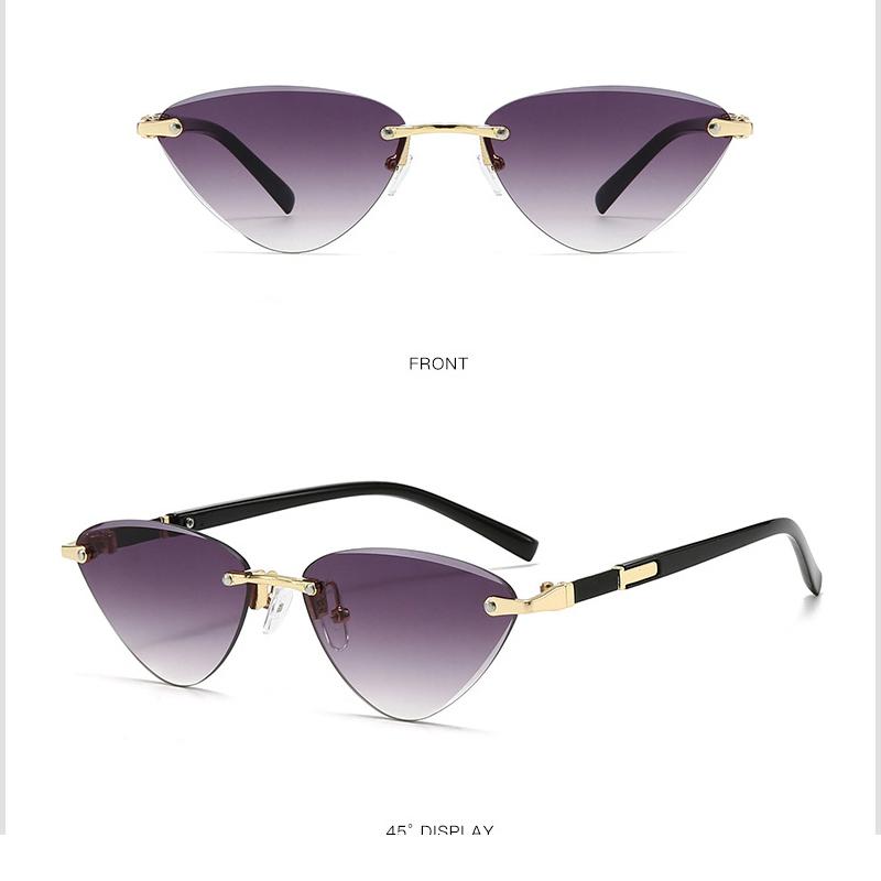 Модные солнцезащитные очки «кошачий глаз» для женщин, роскошные брендовые дизайнерские ретро-очки без оправы из металла, солнцезащитные очки для женщин, очки для вождения Uv400