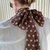 2024 Women's Brown Polka Dot Silk Scarf - Versatile Long Bandana and Tie Neck Accessory