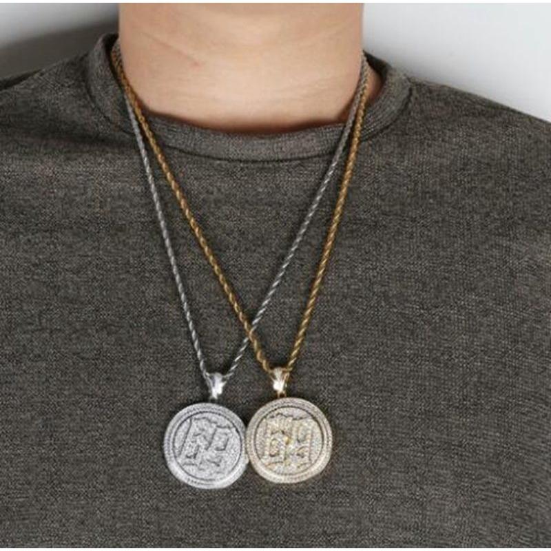 European and American Hip Hop Fashion Round Pendant Jewelry Necklace