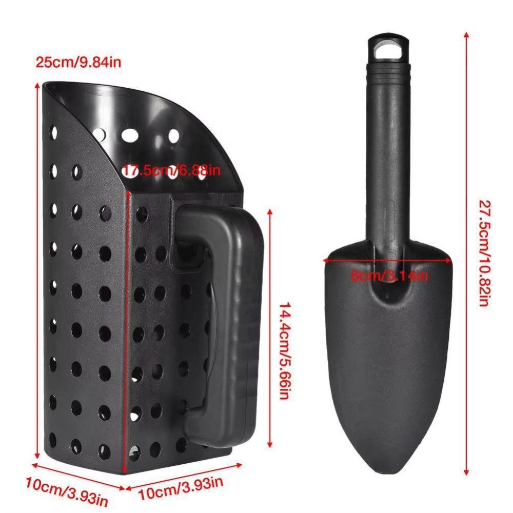 2Pcs Digging Tool Sand Scoop Shovel Set Black Beach Shovel Sand Sifter Garden Gadgets