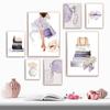 Современная модная сумка для девочек, Парижская парфюмерия, туфли на каблуках, художественная картина на холсте, плакаты на скандинавскую тему, принты, настенные панно для декора гостиной