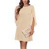 Women's Fashion Solid Color Round Neck Chiffon Patchwork Cape Half Sleeve Dresses