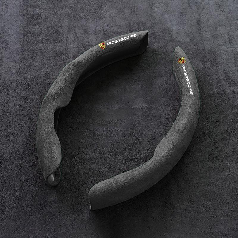 2 шт. Замшевая накладка на руль автомобиля, противоскользящая защитная оболочка для Porsche 911 Cayenne Carrera-GT 928 Panamera Boxster Macan 918