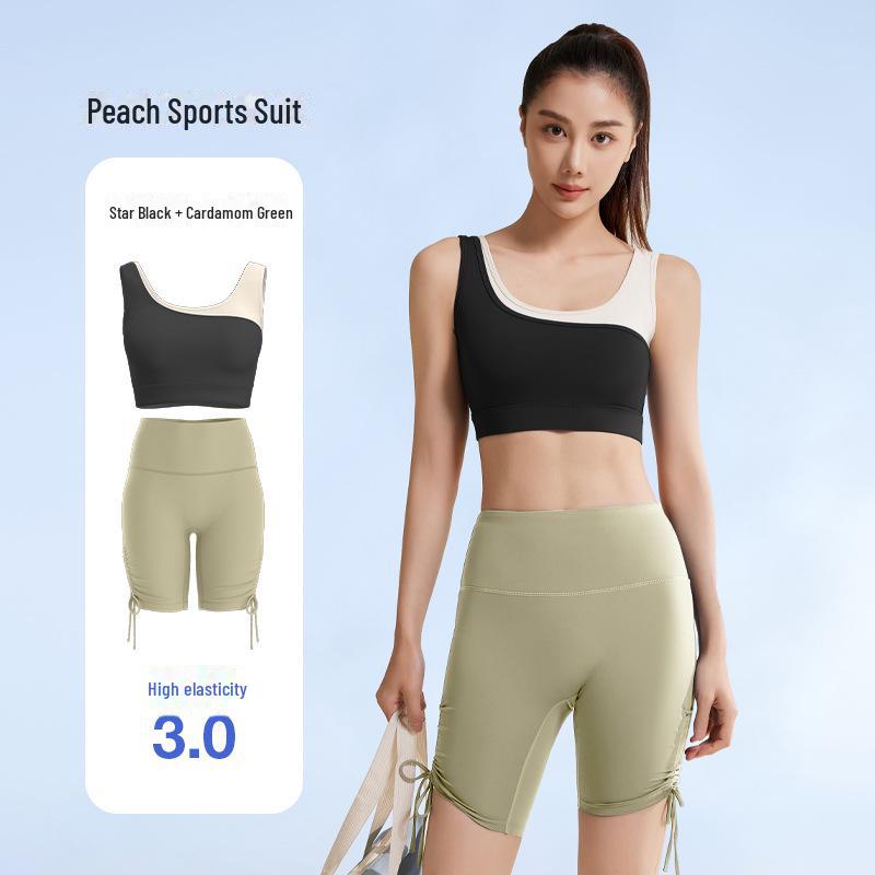 Бесшовный летний костюм для йоги Juyitang: Высокоэластичный, облегающий, цельный с красивым дизайном спинки