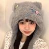 Winter Hat Plus Fleece Cute Plush Bear Warm Ear Cap Tricolor Hat for Girls