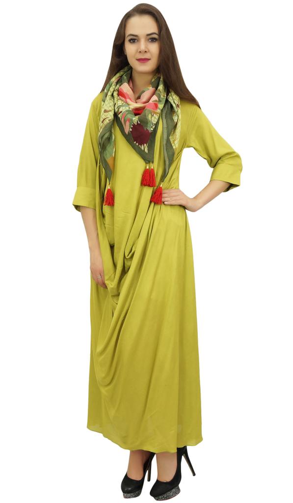 Bimba Дизайнерское женское платье-хомутик макси черного цвета с напечатанным шарфом-кисточкой - 10