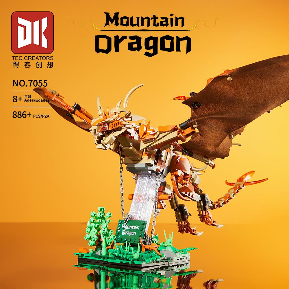 DK7055 Крутой Горный Дракон Фигурка из Строительных Блоков 3D Модель Собранные Кирпичики Игрушка Для Детей Подарок на Новый Год 886 шт.