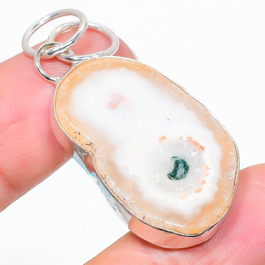Solar Quartz Handmade 925 Sterling Silver Jewelry Pendant 1.77" J4t87