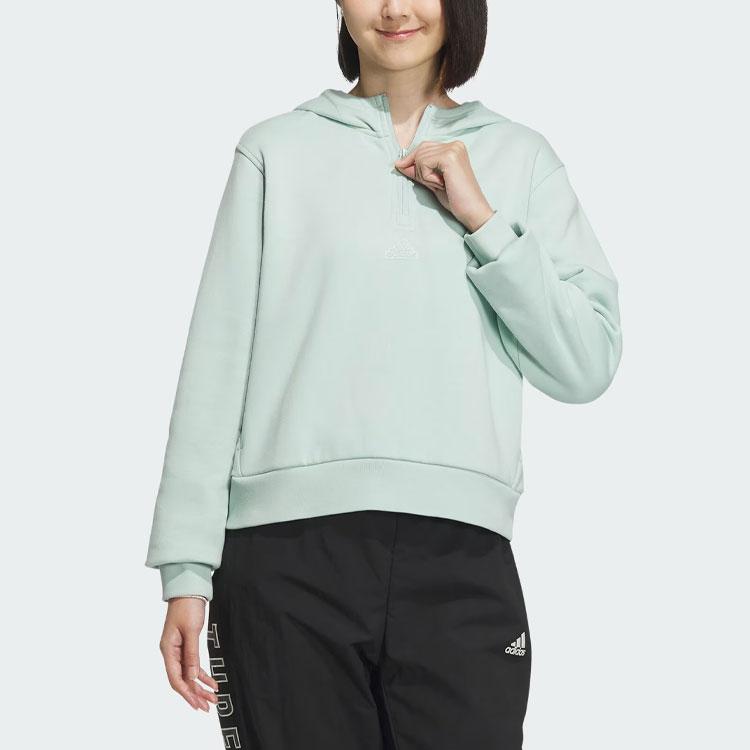 Adidas W Fustl Hoodie Floral Print Sports Casual Pullover Hoodie Women Hoodies Light-Green IM8983