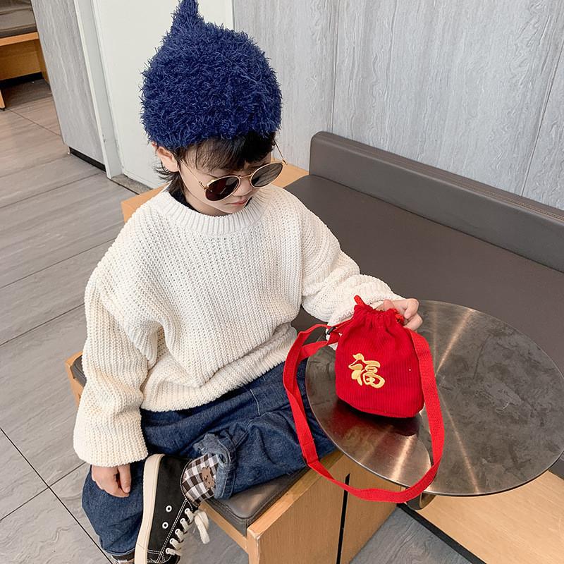 Adorable Embroidered Corduroy Kids Crossbody Bag 2024 Year Of The Dragon Gift