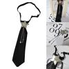 Women Mens Gothic Punk Black Necktie Star Metal Chain Tassels Jewelry Small Tie Adjusted Pre-Tied Bowtie Shirt Collar