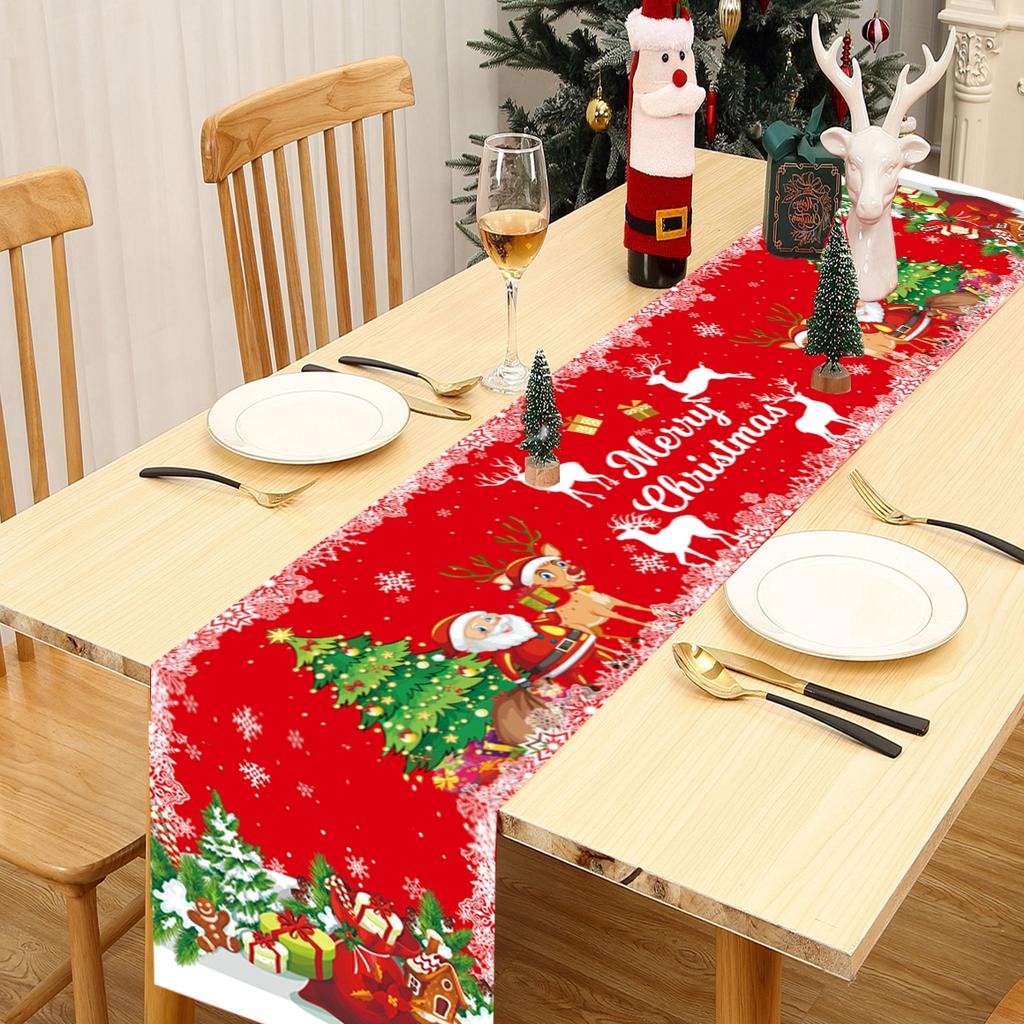 Рождественская скатерть-дорожка Веселое рождественское украшение для дома 2024 Скатерть Рождественский орнамент Навидад Натал Подарок на Новый год 2024