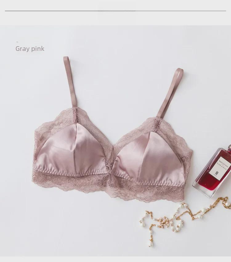 Бюстгальтер Tange French Mulberry Silk No-Wire Lace Bra - сексуальный, с тонкими подкладками, коллекция весна и лето