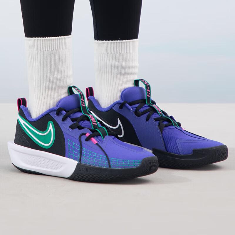 Nike ГТ. Детские баскетбольные кроссовки средней высоты, амортизирующие, прочные, для комфортных занятий спортом, FD7033-500, черный/индиго/зеленый