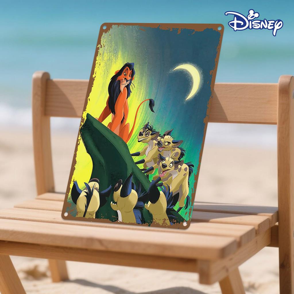 Дисней 1 шт. Металлическая жестяная табличка Величественный Король Лев с гиенами в красочных джунглях Арт 20,32 x 30,48 см Идеально для домашнего декора и праздников