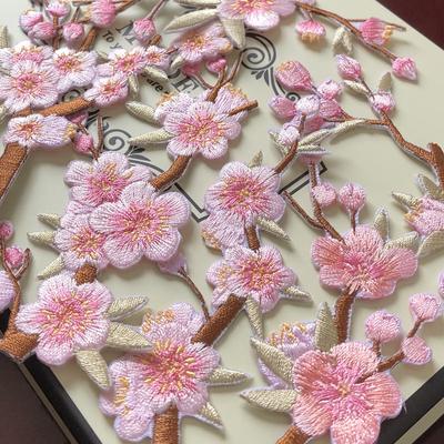 Патч-отверстие для одежды, юбка, Cheongsam, украшение, клей «сделай сам», розовый цвет сливы, аксессуары, тканевые наклейки с вышивкой