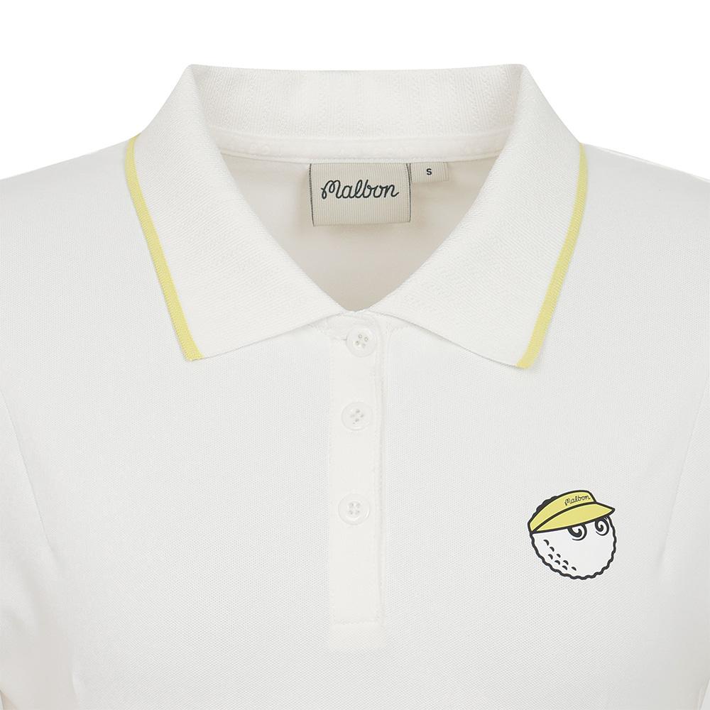 MALBON GOLF Cap Sleeve Slim Collar Top White (Woman)