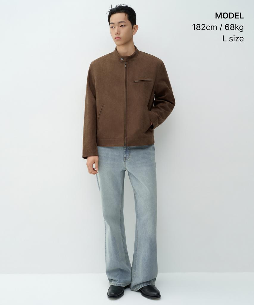 MUSINSA STANDARD Synthetic Suede Racer Jacket [Light Brown]